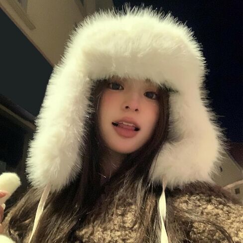 Women's Winter Plush Hat with Earmuffs, Thickened Cold-Proof Beanie for Skiing, Camping & Hiking in Kuwait