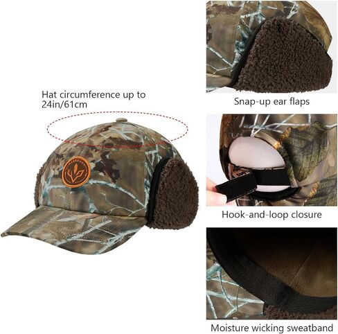 BASSDASH Warm Fleece Lined Hat with Ear Flap Winter Water Resistant Windproof Baseball Sports Cap for Hunting Hiking Fishing in Saudi Arabia