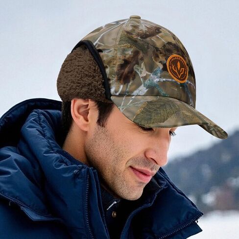 BASSDASH Warm Fleece Lined Hat with Ear Flap Winter Water Resistant Windproof Baseball Sports Cap for Hunting Hiking Fishing in Saudi Arabia
