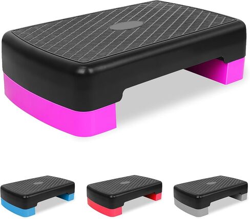 18'' Adjustable Aerobic Step Platform, Adjustable Fitness 4-6in Exercise Stepper Workout with 2 Risers, Aerobics Stepper Workout Stepper for Home Gym Cardio Strength & Training in Saudi Arabia