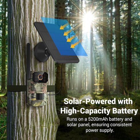 4G LTE Cellular Trail Camera with Solar Panel, Full HD Live Streaming Game Cameras, Night Vision, Motion Detection, 2-Way Talk, IP65, Built-in SIM Card, Unlimited Plan (Sold Separately) in Saudi Arabia