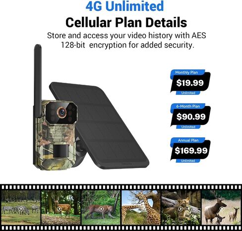 4G LTE Cellular Trail Camera with Solar Panel, Full HD Live Streaming Game Cameras, Night Vision, Motion Detection, 2-Way Talk, IP65, Built-in SIM Card, Unlimited Plan (Sold Separately) in Saudi Arabia