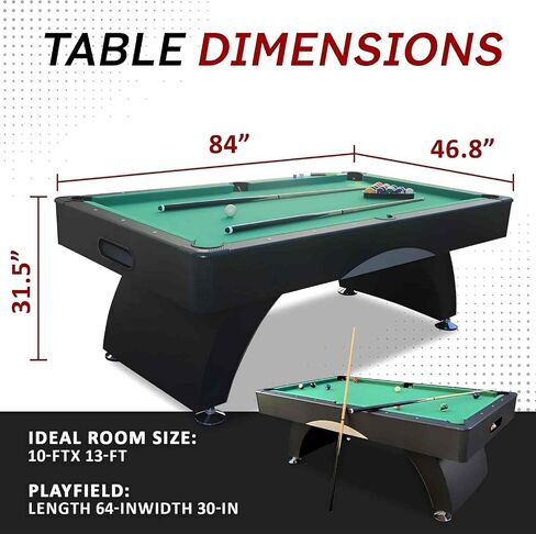 7FT Pool Table with Automatic Ball Return, Modern Arched-Leg Billiards Table with Durable Matte-Black Finish and Complete Accessories for Family Game Room & Recreation Space in Saudi Arabia