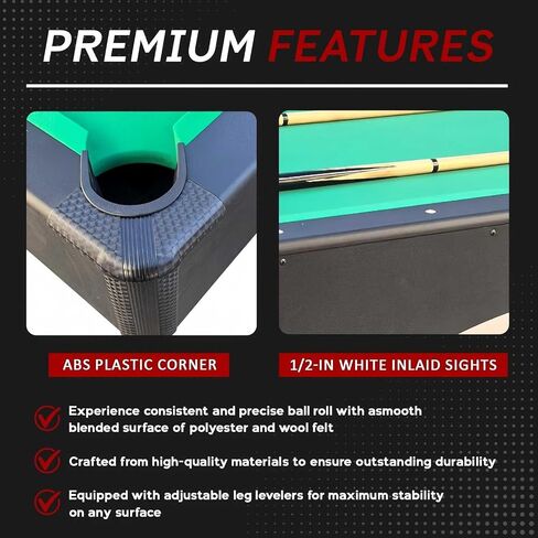 7FT Pool Table with Automatic Ball Return, Modern Arched-Leg Billiards Table with Durable Matte-Black Finish and Complete Accessories for Family Game Room & Recreation Space in Saudi Arabia