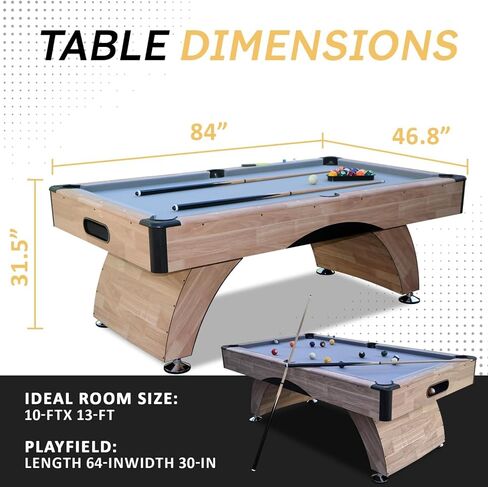 7FT Pool Table with Automatic Ball Return, Modern Arched-Leg Billiards Table with Durable Matte-Black Finish and Complete Accessories for Family Game Room & Recreation Space in Saudi Arabia