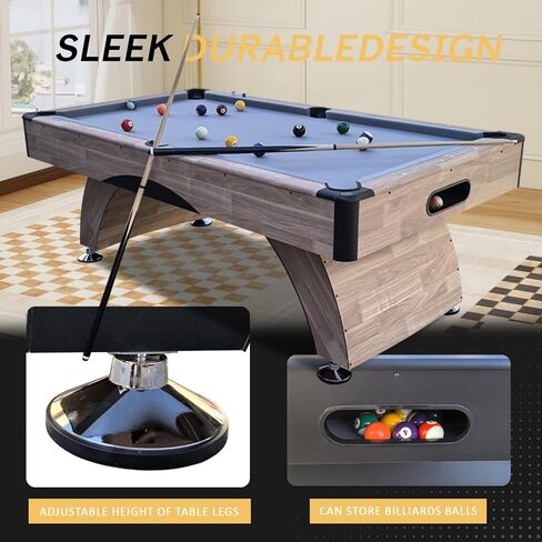 7FT Pool Table with Automatic Ball Return, Modern Arched-Leg Billiards Table with Durable Matte-Black Finish and Complete Accessories for Family Game Room & Recreation Space in Saudi Arabia
