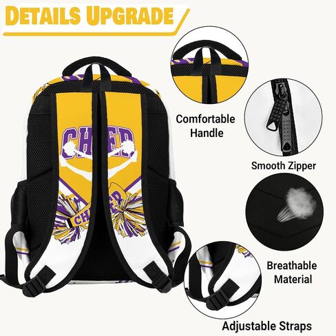 Cheer Backpack with Glitter Cheerleader Keychain, Cheer Pin Strap for Backpack, Cheerleading Gifts for Team Women (Navy Blue) in Saudi Arabia