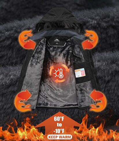 Mens Winter Snow Jacket Waterproof Ski Jackets Snowboard Rain Warm Coat Insulated Hood Fleece Lined in Saudi Arabia