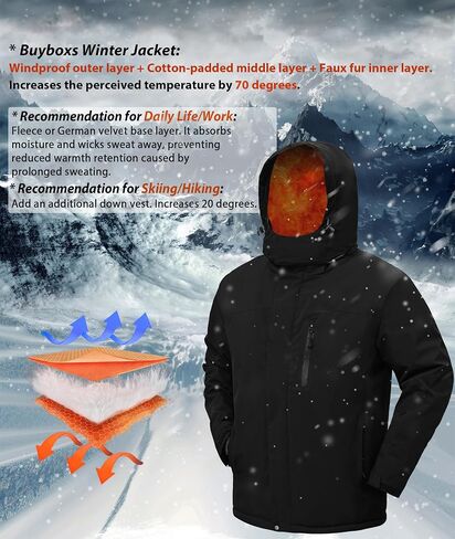 Mens Winter Snow Jacket Waterproof Ski Jackets Snowboard Rain Warm Coat Insulated Hood Fleece Lined in Saudi Arabia