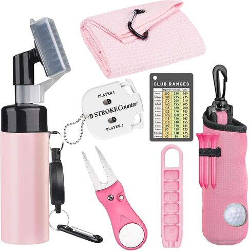 7Pcs Golf Accessories Kit, Include Golf Club Cleaner Towel Ball Bag Divot Tool Score Counter Range Chart Card Tee Elevator in Saudi Arabia