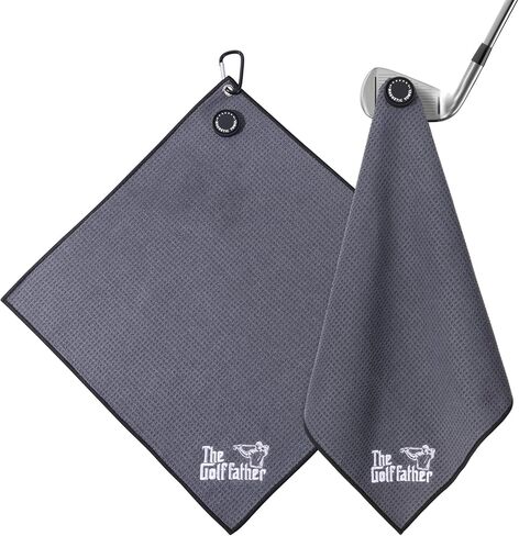 She's Pink Magnetic Golf Towel with Clip, 16"x16" Microfiber Waffle Weave, Quick-Dry Lint-Free Club & Ball Cleaning Cloth, Strong Magnet for Cart/Clubs, Black, 1 Pack in Saudi Arabia