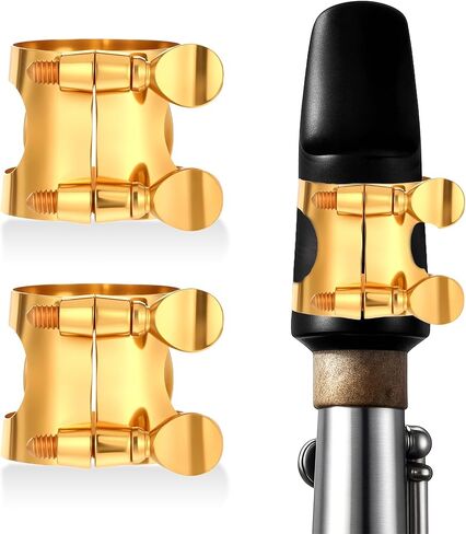 2 Pcs Gold Clarinet Ligature B Flat with Adjustable Screws, Gold Bb Clarinet Mouthpiece Ligature, Bb Accessory Ligatures Mouthpiece Ligatures for Clarinets Mouthpieces Woodwinds Instrument in Saudi Arabia