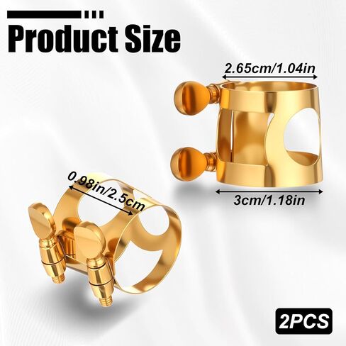 2 Pcs Gold Clarinet Ligature B Flat with Adjustable Screws, Gold Bb Clarinet Mouthpiece Ligature, Bb Accessory Ligatures Mouthpiece Ligatures for Clarinets Mouthpieces Woodwinds Instrument in Saudi Arabia