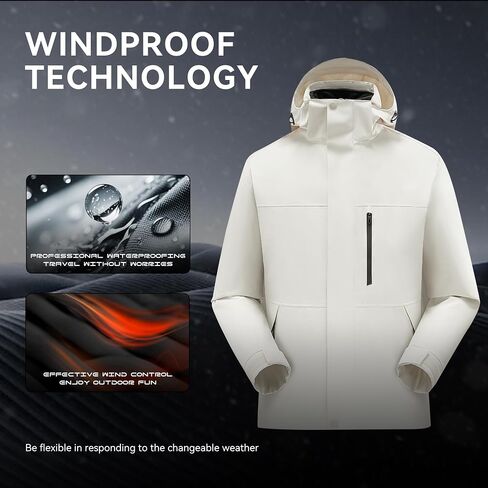 Men's 3-In-1 Jacket Winter Snow Suit Hooded Waterproof Raincoat Wool-Lined Warm Coat Casual Men Clothing in Saudi Arabia