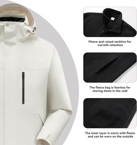 Men's 3-In-1 Jacket Winter Snow Suit Hooded Waterproof Raincoat Wool-Lined Warm Coat Casual Men Clothing in Saudi Arabia