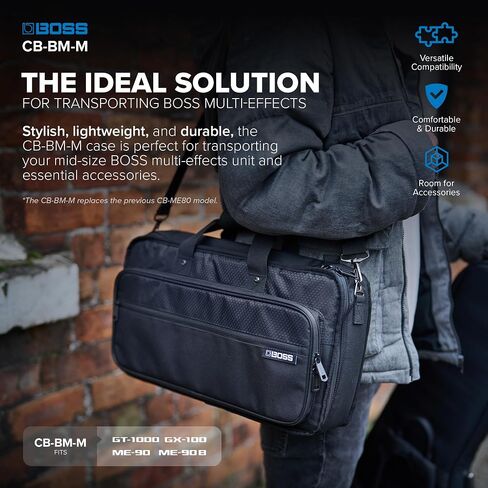 BOSS CB-BM-M | Multi-Effects Case | Compatible GT-1000, GX-100, ME-90, & ME-90B | Lightweight & Durable | Thick Internal Padding | Adjustable Shoulder Strap | Versatile Accessory Pockets in Saudi Arabia