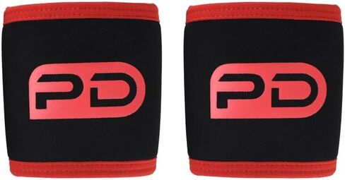 Short-sleeved elbow sleeves (1 Pair) - Elbow Brace For Support & Compression for Powerlifting, Weightlifting, Bench & Tendonitis - 5mm Neoprene - For Men & Women (Black Red, XL) in Saudi Arabia