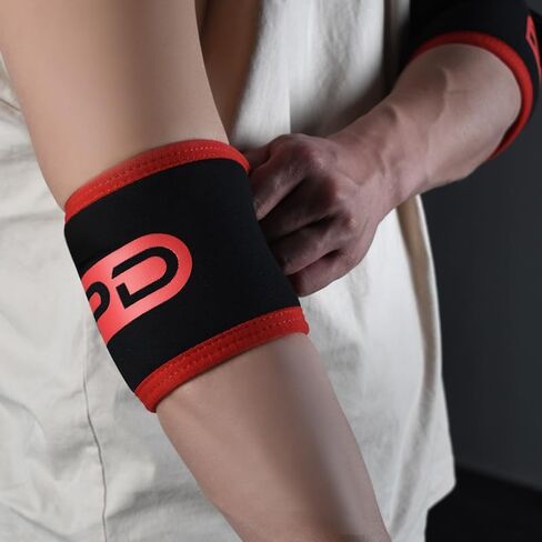 Short-sleeved elbow sleeves (1 Pair) - Elbow Brace For Support & Compression for Powerlifting, Weightlifting, Bench & Tendonitis - 5mm Neoprene - For Men & Women (Black Red, XL) in Saudi Arabia
