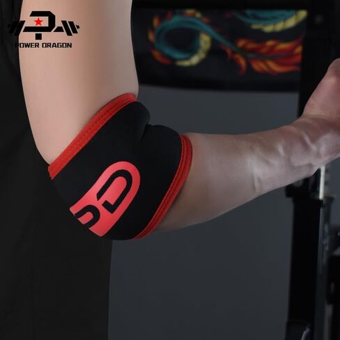 Short-sleeved elbow sleeves (1 Pair) - Elbow Brace For Support & Compression for Powerlifting, Weightlifting, Bench & Tendonitis - 5mm Neoprene - For Men & Women (Black Red, XL) in Saudi Arabia