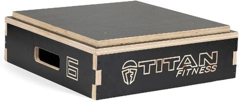 Titan Fitness Anti-Slip 6in Stackable Wooden Plyometric Box, Pro-Duty Plyo Box, Jump Step-Up Box Squat, Home Garage Gym Training in Saudi Arabia
