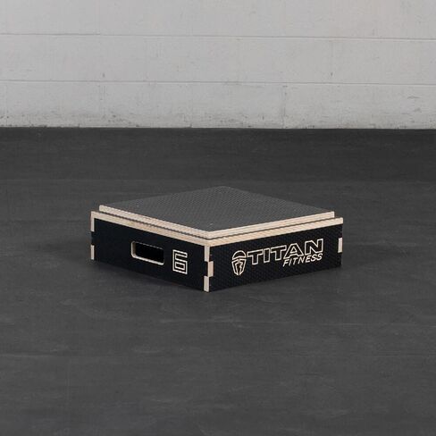 Titan Fitness Anti-Slip 6in Stackable Wooden Plyometric Box, Pro-Duty Plyo Box, Jump Step-Up Box Squat, Home Garage Gym Training in Saudi Arabia