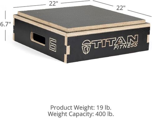 Titan Fitness Anti-Slip 6in Stackable Wooden Plyometric Box, Pro-Duty Plyo Box, Jump Step-Up Box Squat, Home Garage Gym Training in Saudi Arabia