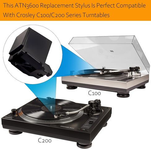 ATN3600L ATN3600LC إبرة قلم بديلة مخروطية، متوافقة مع سلسلة Audio-Technica AT-LP60، AT-LP60X، AT-LP60XBT، Sound Burger، AT-SB727، AT-SB2022 مشغل تسجيل القرص الدوار in Kuwait