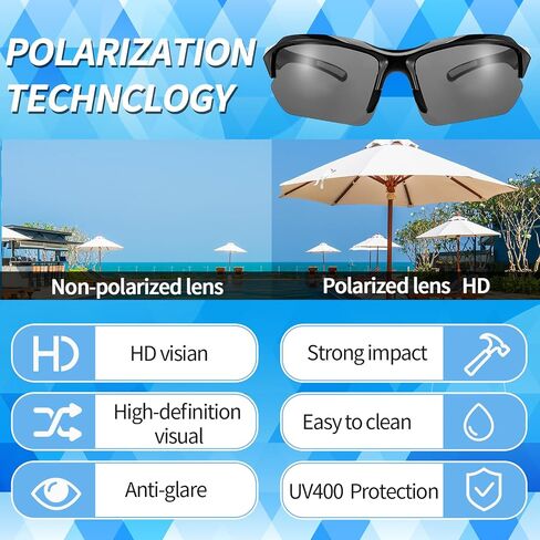 4 Pack Polarized Sports Sunglasses for Men & Women | UV Protection Lightweight Wraparound Sunglasses for Outdoor in Saudi Arabia