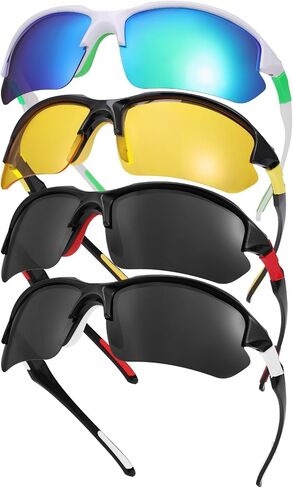 4 Pack Polarized Sports Sunglasses for Men & Women | UV Protection Lightweight Wraparound Sunglasses for Outdoor in Saudi Arabia