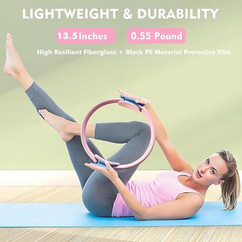 Pilates Ring Kit with Adjustable Ankle Wrist Weights, Resistance Bands, Ball, Pilates Equipment Ball for Home Workout to Tone, Sculpt and Strengthen, Fitness Magic Circle Rings for Yoga Women in Saudi Arabia