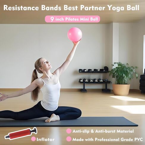 Pilates Ring Kit with Adjustable Ankle Wrist Weights, Resistance Bands, Ball, Pilates Equipment Ball for Home Workout to Tone, Sculpt and Strengthen, Fitness Magic Circle Rings for Yoga Women in Saudi Arabia