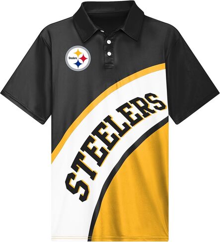 FOCO NFL Exclusive Action Curved Polyester Polo Shirt with Official Team Graphics, Moisture-Wicking Fabric, Athletic Fit in Saudi Arabia