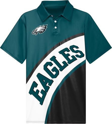 FOCO NFL Exclusive Action Curved Polyester Polo Shirt with Official Team Graphics, Moisture-Wicking Fabric, Athletic Fit in Saudi Arabia
