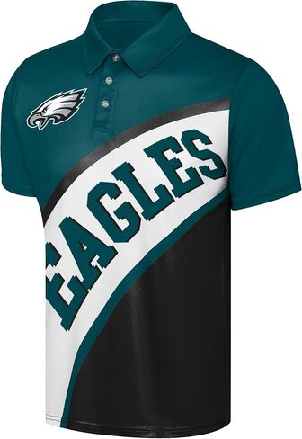 FOCO NFL Exclusive Action Curved Polyester Polo Shirt with Official Team Graphics, Moisture-Wicking Fabric, Athletic Fit in Saudi Arabia