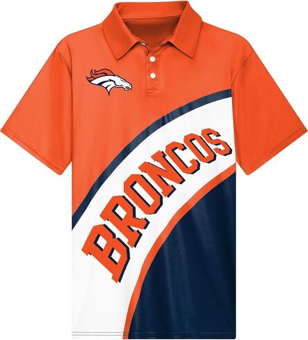 FOCO NFL Exclusive Action Curved Polyester Polo Shirt with Official Team Graphics, Moisture-Wicking Fabric, Athletic Fit in Saudi Arabia