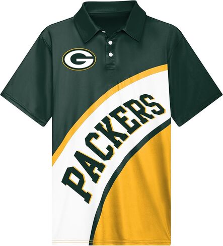 FOCO NFL Exclusive Action Curved Polyester Polo Shirt with Official Team Graphics, Moisture-Wicking Fabric, Athletic Fit in Saudi Arabia