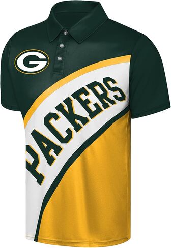 FOCO NFL Exclusive Action Curved Polyester Polo Shirt with Official Team Graphics, Moisture-Wicking Fabric, Athletic Fit in Saudi Arabia