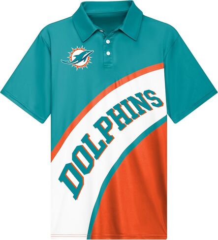 FOCO NFL Exclusive Action Curved Polyester Polo Shirt with Official Team Graphics, Moisture-Wicking Fabric, Athletic Fit in Saudi Arabia
