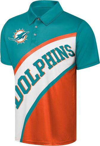 FOCO NFL Exclusive Action Curved Polyester Polo Shirt with Official Team Graphics, Moisture-Wicking Fabric, Athletic Fit in Saudi Arabia