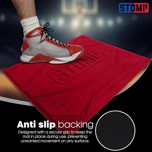 ألعاب القوى STOMP: حصيرة جر كبيرة قابلة لإعادة الاستخدام لأحذية الكرة الطائرة وكرة السلة - بديل لحصائر كرة السلة اللاصقة للأحذية - وسادة تنظيف أحذية متينة وغير قابلة للانزلاق - 24 بوصة × 19 بوصة in Kuwait