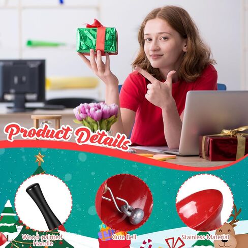 24 Pcs Christmas Hand Bell Wooden Handle Metal Steel for Adults Durable Wooden Handbells Perfect for Music Teaching Party Holiday Music, Church Choirs, and Christmas Celebrations in Saudi Arabia