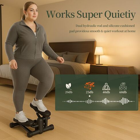 سلالم صغيرة مع أشرطة مقاومة للتمرين في المنزل، آلة ستيبر قابلة للحمل لتمرين الجسم بالكامل، ستيبر لياقة هيدروليكي مع شاشة LCD، أسود in Kuwait