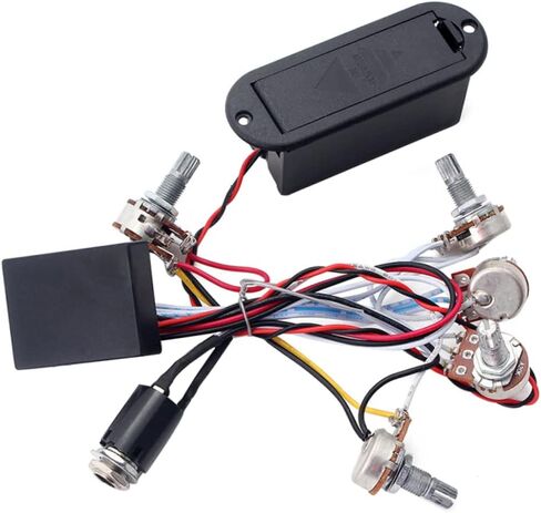 SUPVOX 3 Band Equalizer Eq Preamp Circuit for Bass Guitar Wiring Harness with Pickup Set for Bass Black in Saudi Arabia
