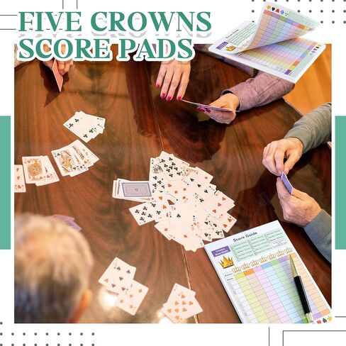2 Pack Five Card Games Crowns Score Pad, Replacement Score Sheets Book, Tracks 7 Players at Once, 160 Pages Total, 8.2x5.5 Inch Double Sided Pads, Family Game Night Accessory in Saudi Arabia