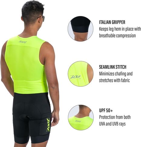 بدلة رياضية للرجال من Zoot بدون أكمام Tri Aero SLVS FZ، بدلة Triathlon سريعة الجفاف بدون أكمام مع شامواه وتخزين السباق in Kuwait