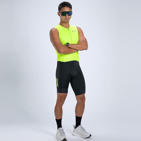 بدلة رياضية للرجال من Zoot بدون أكمام Tri Aero SLVS FZ، بدلة Triathlon سريعة الجفاف بدون أكمام مع شامواه وتخزين السباق in Kuwait