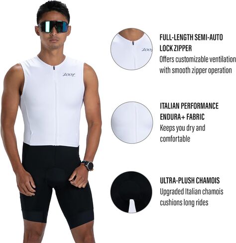 بدلة رياضية للرجال من Zoot بدون أكمام Tri Aero SLVS FZ، بدلة Triathlon سريعة الجفاف بدون أكمام مع شامواه وتخزين السباق in Kuwait
