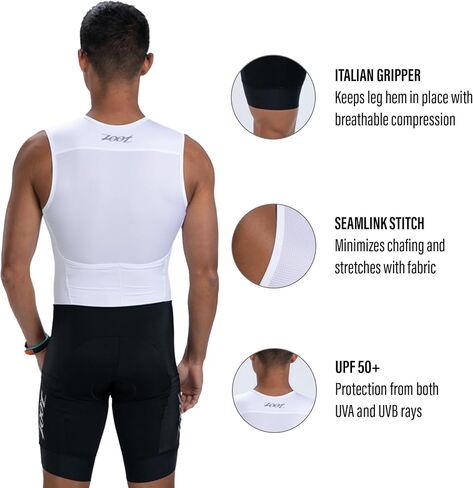 بدلة رياضية للرجال من Zoot بدون أكمام Tri Aero SLVS FZ، بدلة Triathlon سريعة الجفاف بدون أكمام مع شامواه وتخزين السباق in Kuwait