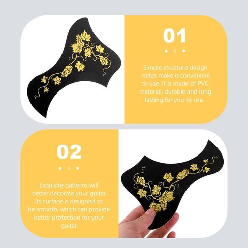 جيتار صوتي Pickguard 2 قطعة لوحة خدش واقية من مادة PVC الذهبية مقاس 6.69 × 4.53 بوصة حماية متينة لجسم الجيتار in Saudi Arabia