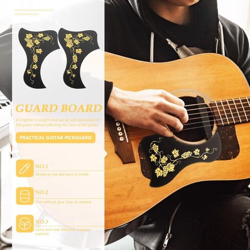 جيتار صوتي Pickguard 2 قطعة لوحة خدش واقية من مادة PVC الذهبية مقاس 6.69 × 4.53 بوصة حماية متينة لجسم الجيتار in Saudi Arabia